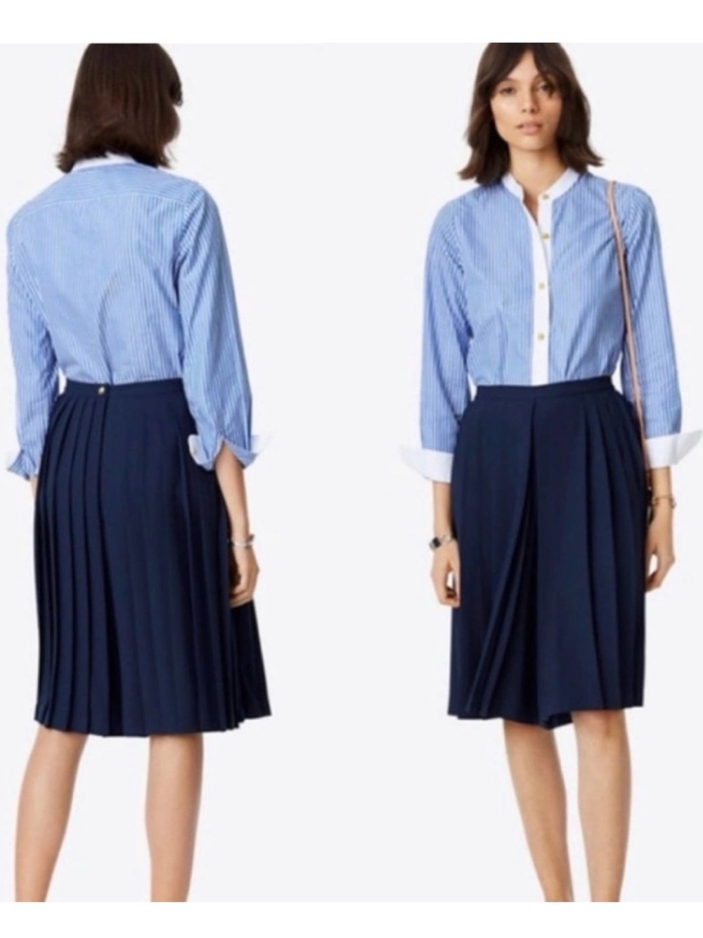 Navy Pleated Midi Culottes Gauchos Navy w/pockets NWOT Sz 12